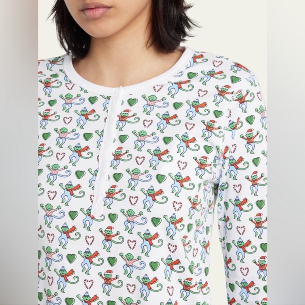 NEW Roller Rabbit Merry Monkey Henley pajama top size XS NWOT price firm